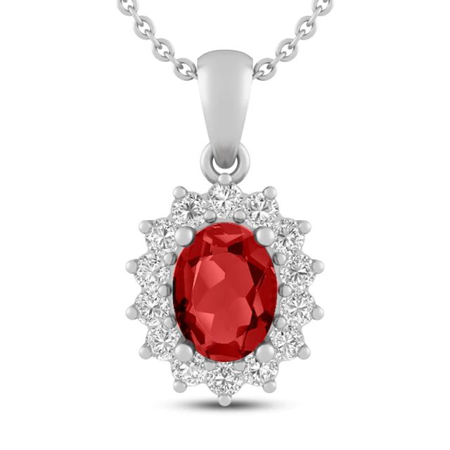 Kay Lab-Created Ruby & White Lab-Created Sapphire Necklace Sterling Silver 18"