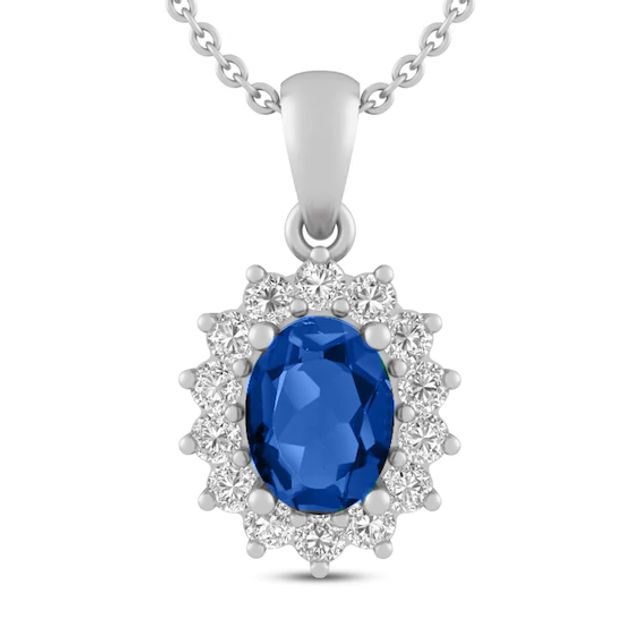 Blue & White Lab-Created Sapphire Necklace Sterling Silver 18"