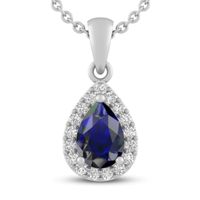 Blue & White Lab-Created Sapphire Necklace Sterling Silver 18"