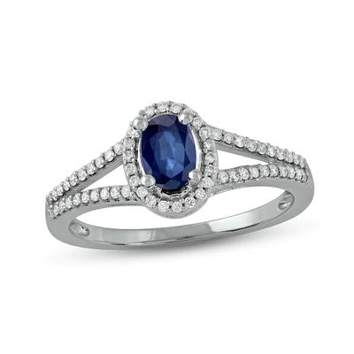 Kay Blue Sapphire & Diamond Ring 1/6 ct tw 10K White Gold