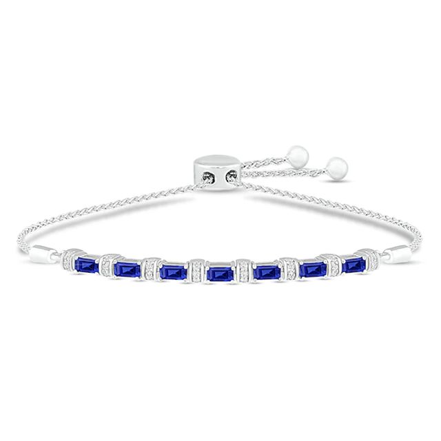 Kay Blue & White Lab-Created Sapphire Bolo Bracelet Sterling Silver