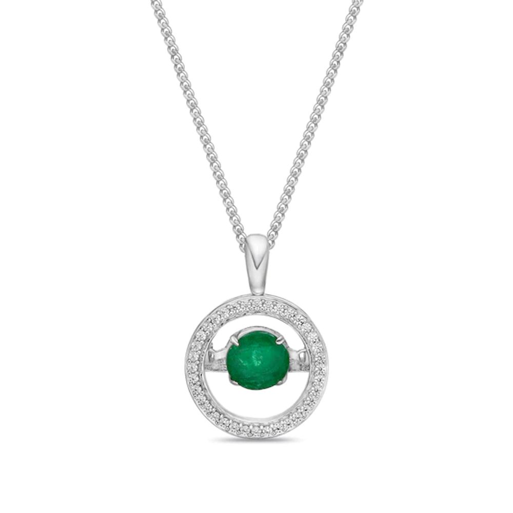 Unstoppable Love Emerald Necklace 1/10 ct tw Diamonds Sterling Silver 19"