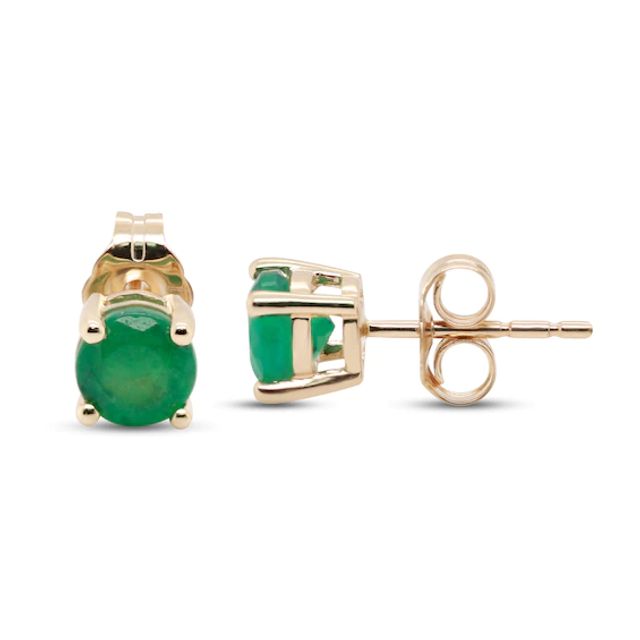 Kay Emerald Solitaire Earrings 10K Yellow Gold
