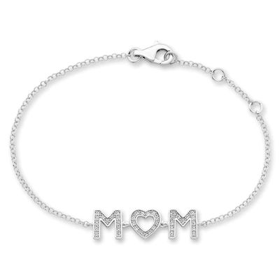 Kay Mom Bracelet White Lab-Created Sapphire Sterling Silver 7.5"
