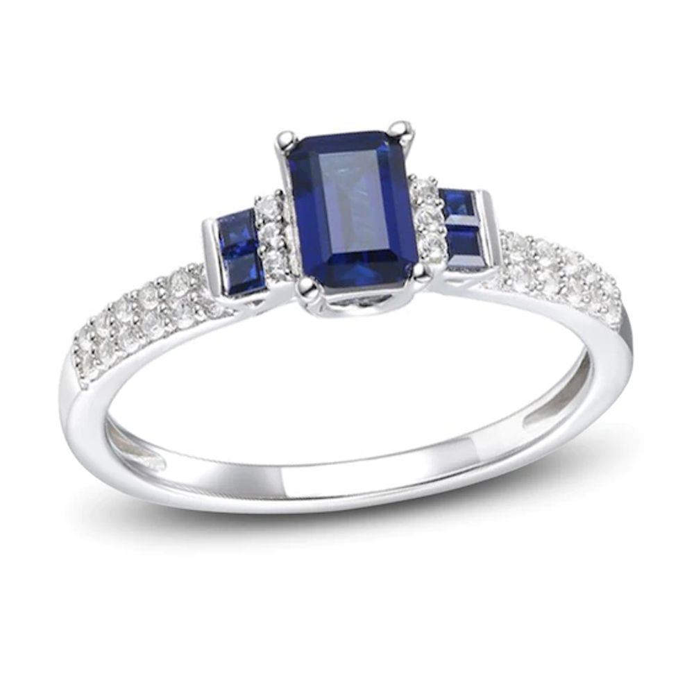 Kay Blue Sapphire Ring 1/6 ct tw Diamonds 10K White Gold | CoolSprings  Galleria