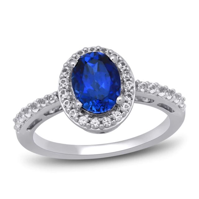 Kay Blue/White Lab-Created Sapphire Ring Sterling Silver