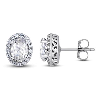 Kay White Lab-Created Sapphire Stud Earrings Sterling Silver