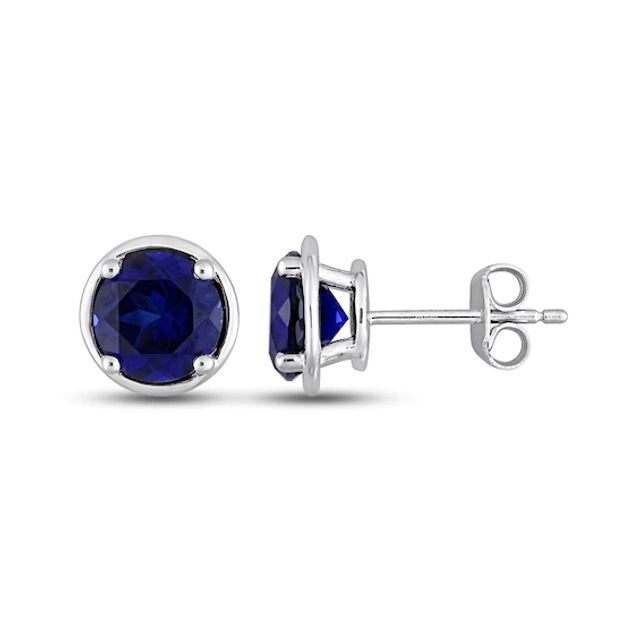 Blue Lab-Created Sapphire Stud Earrings Sterling Silver