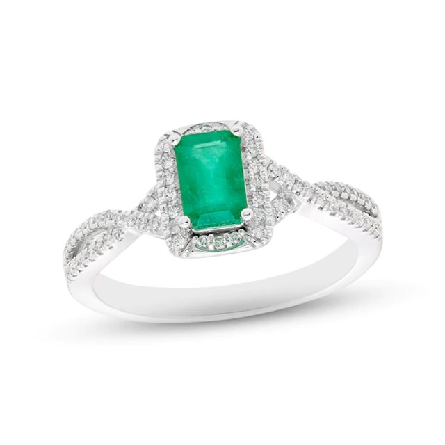 Kay Emerald & Diamond Ring 1/6 ct tw 10K White Gold