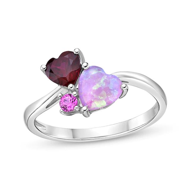 Lab-Created Sapphires Heart Ring Sterling Silver