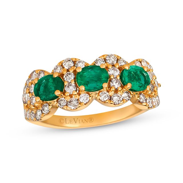 Le Vian Natural Oval-Cut Emerald Ring 3/4 ct tw Nude Diamonds 14K Honey Gold