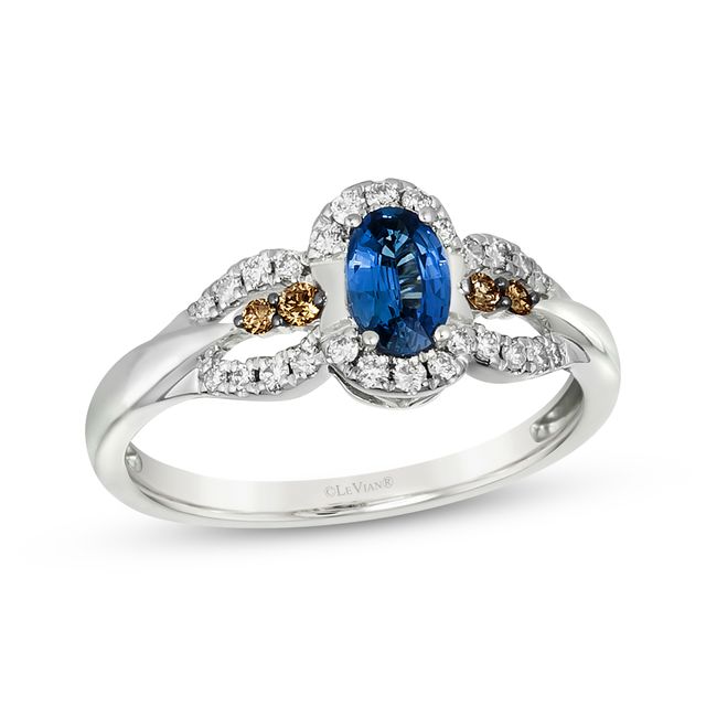 Le Vian Oval-Cut Sapphire Ring 1/5 ct tw Diamonds 14K Vanilla Gold