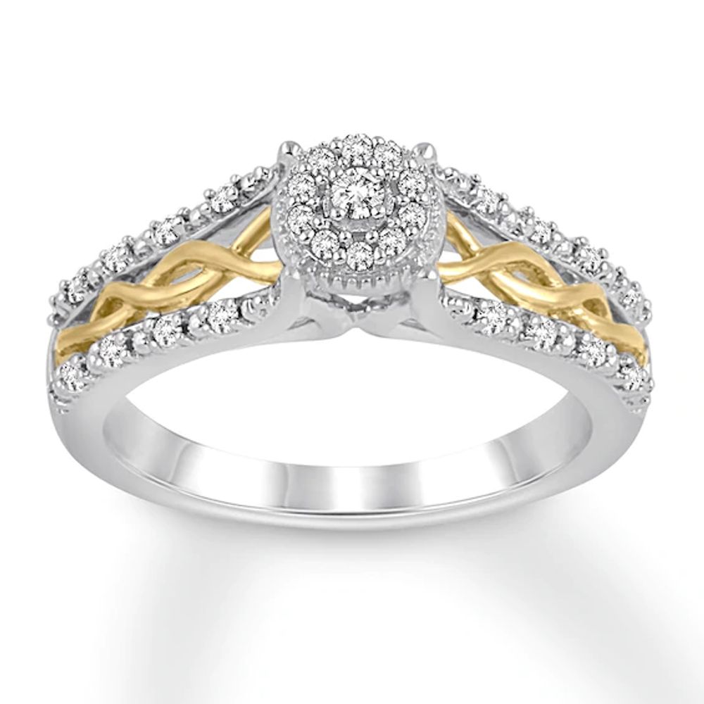 Diamond Engagement Ring 1 ct tw Round 10K Two-Tone Gold