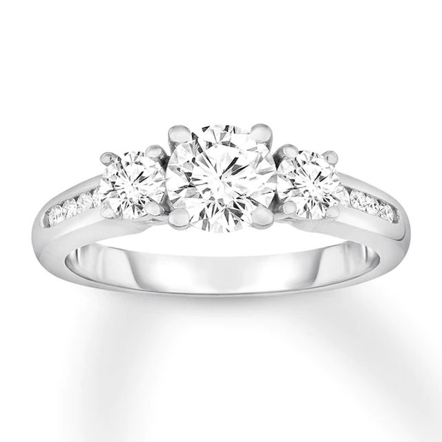 Memories Moments Magic Three-Stone Diamond Ring 1-1/6 ct tw Round-cut 14K White Gold