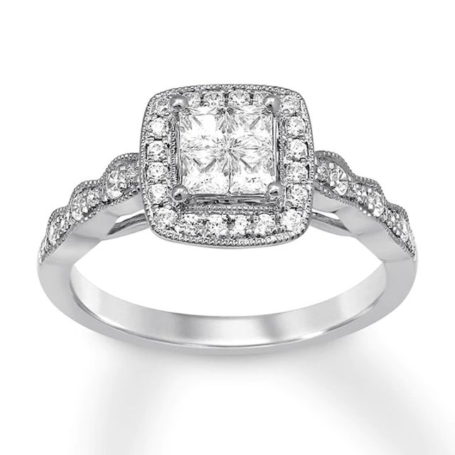 Kay Diamond Engagement Ring 5/8 ct tw Princess & Round 14K White Gold