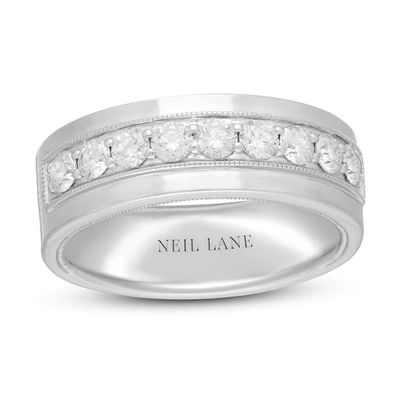 Kay Neil Lane Men's Diamond Wedding Band 1 ct tw Round-cut 14K White Gold
