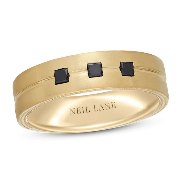 Neil Lane Men's Black Diamond Wedding Band 1/4 ct tw Square-cut 14K Yellow Gold