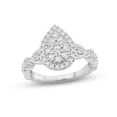 Multi-Diamond Engagement Ring 3/4 ct tw Round-cut 14K White Gold