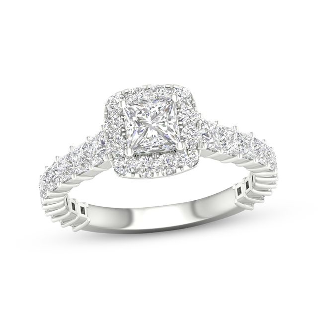 Princess & Round-Cut Engagement Ring 1-5/8 ct tw 14K White Gold
