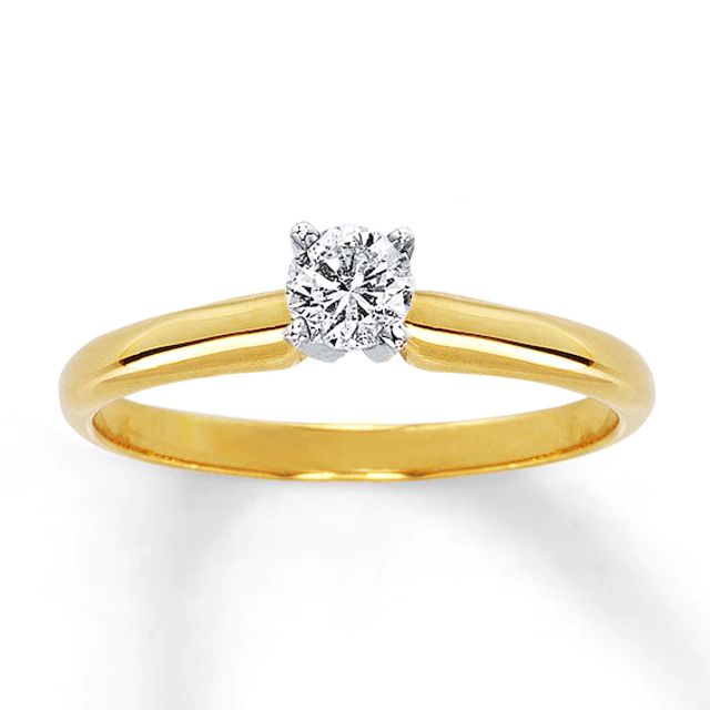 Diamond Solitaire Ring 1/4 ct Round-Cut 14K Yellow Gold (I/I2)