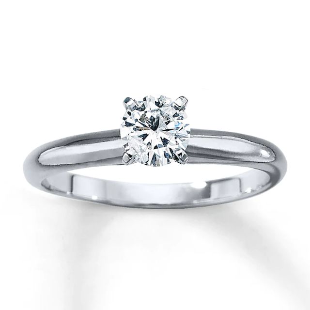 Diamond Solitaire Ring 1 carat Round-cut 14K White Gold (I2/I)