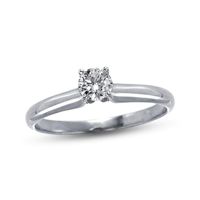 Diamond Solitaire Ring 1/3 carat Round-Cut 14K White Gold (I/I2)