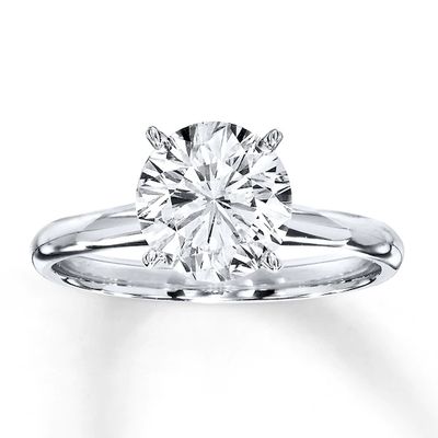 Diamond Solitaire Ring 2 Carats Round-cut 14K White Gold (I/I3)