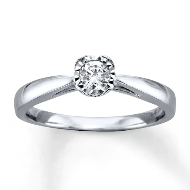 Diamond Solitaire Ring 1/5 Carat Round-cut 10K White Gold (I/I3)