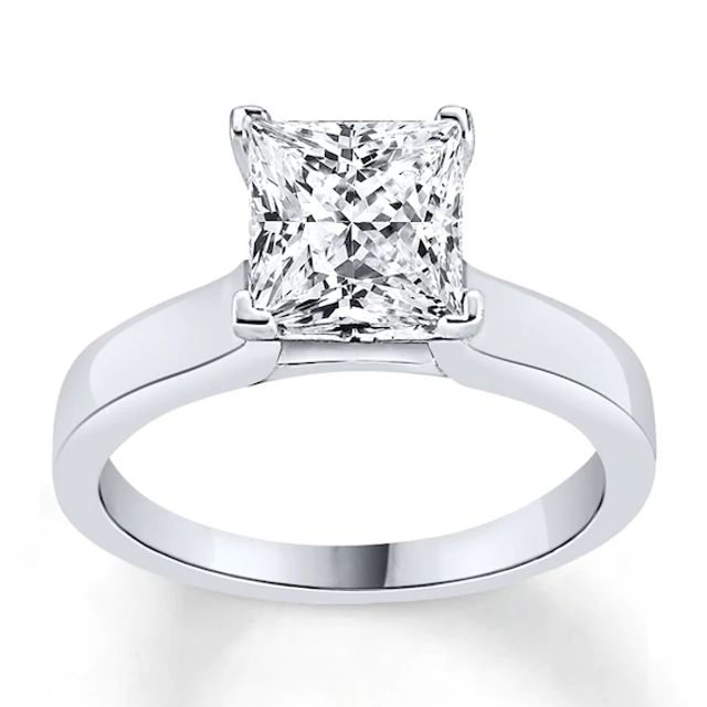 Diamond Solitaire Ring 1 1/4 carat Princess-cut 14K White Gold (I/I3)