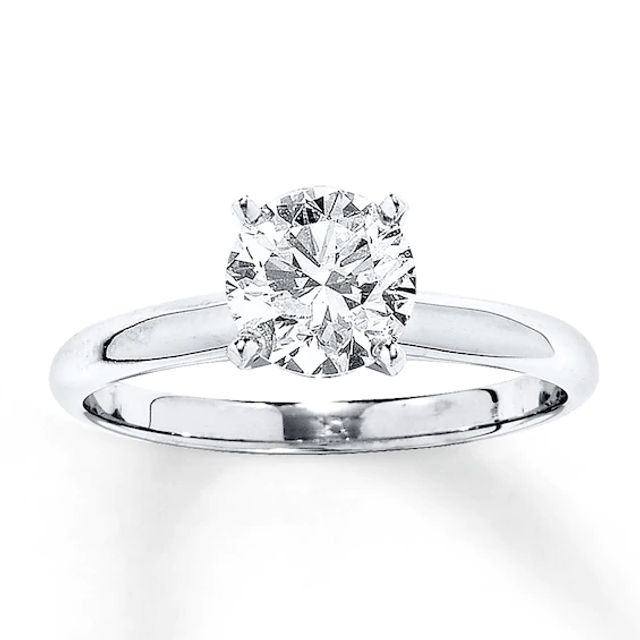 Certified Diamond Ring 1-1/2 carats Round-cut 14K White Gold (I/I1