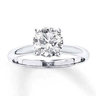 Certified Solitaire Diamond Engagement Ring 2 ct tw Round-cut 14K White Gold (I/I1