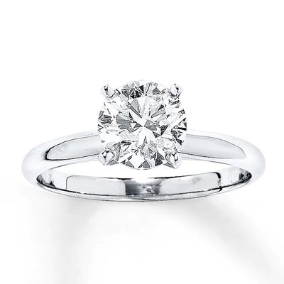 Certified Solitaire Diamond Engagement Ring 2 ct tw Round-cut 14K White Gold (I/I1)