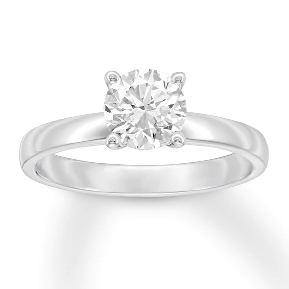 Certified Diamond Solitaire Ring 1 ct Round 14K White Gold (I/SI2)