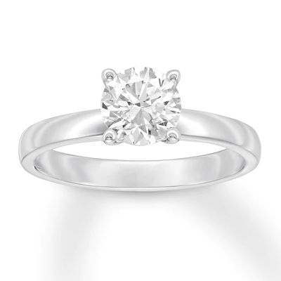 Certified Diamond Solitaire Ring 1 ct Round 14K White Gold (I/SI2