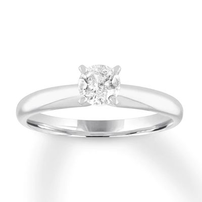 Kay Diamond Solitaire Engagement Ring 1/2 Carat 10K White Gold