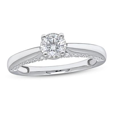 Diamond Solitaire Engagement Ring 3/4 ct tw Round-Cut 10K White Gold (J/I3)