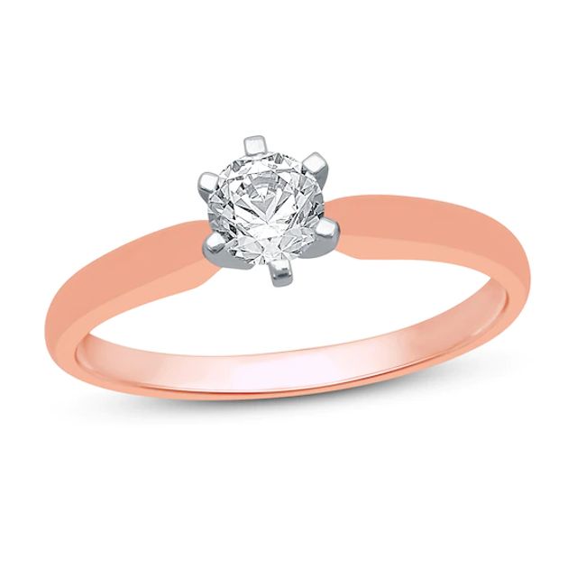 Diamond Solitaire Engagement Ring 1/3 ct tw Round-cut 14K Rose Gold (I/I2)