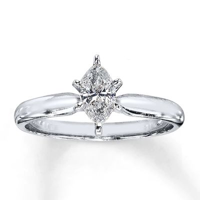 Kay Diamond Solitaire Ring 1/2 carat Marquise 14K White Gold