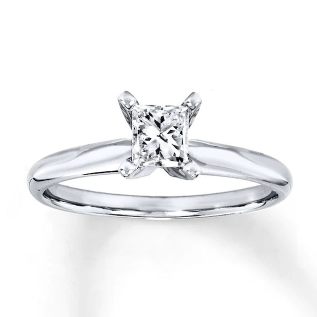 Kay Diamond Solitaire Ring 1/2 Carat Princess-Cut 14K White Gold