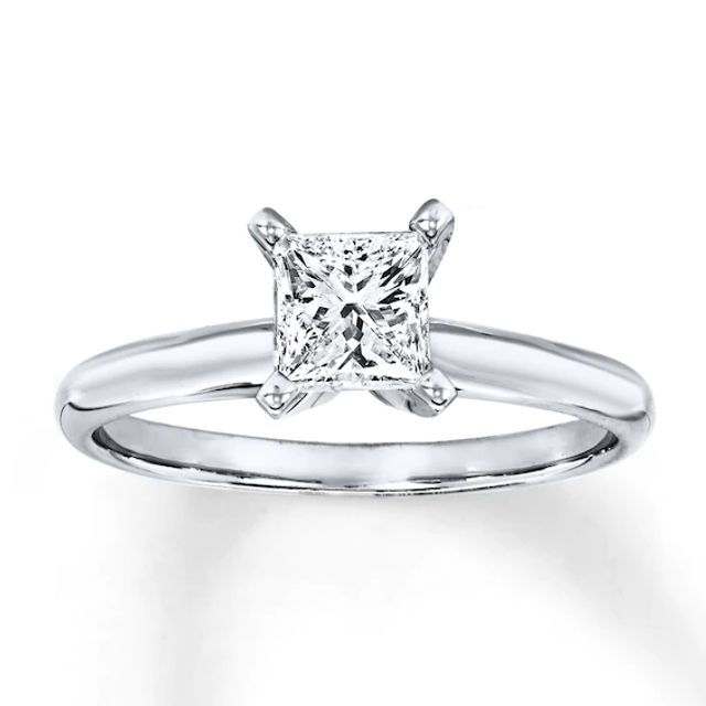 Kay Diamond Solitaire Ring 3/4 Carat Princess-Cut 14K White Gold