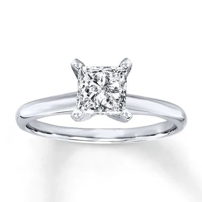 Kay Diamond Solitaire Ring 1 Carat Princess-Cut 14K White Gold
