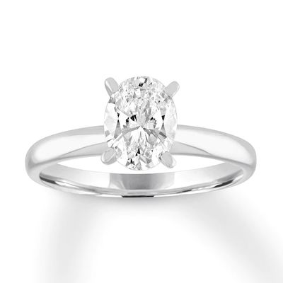 Now + Forever Diamond Solitaire Engagement Ring 1 Carat Oval 14K White Gold (I/I2)