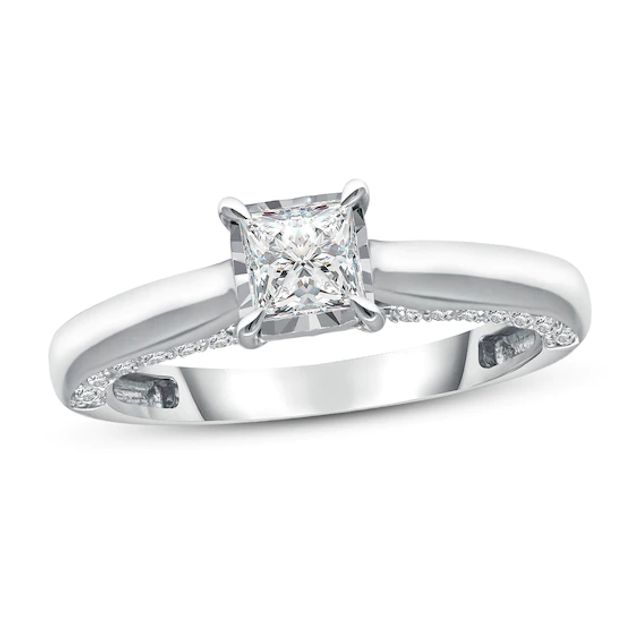 Kay Diamond Solitaire Engagement Ring 1 ct tw Princess/Round 10K White Gold