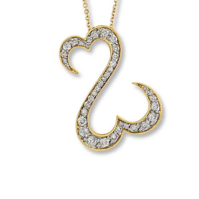 Open Hearts Necklace 1 ct tw Diamonds 14K Yellow Gold