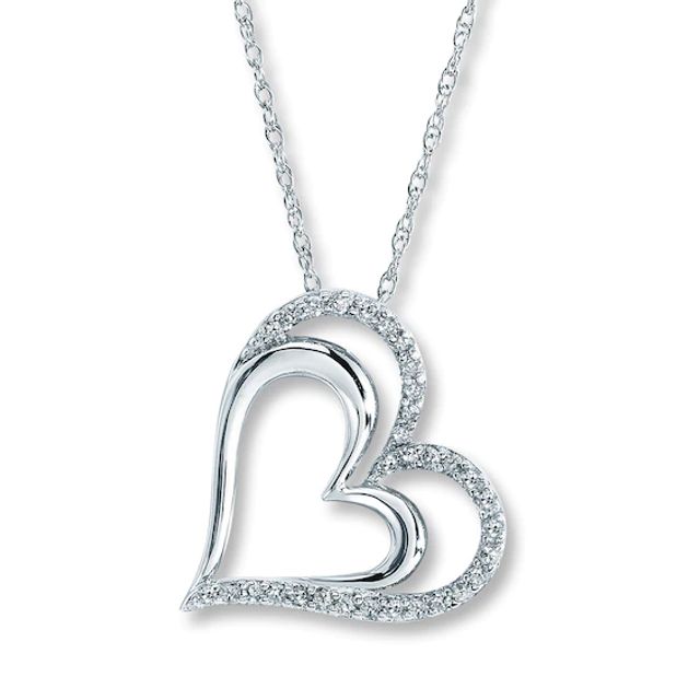 Kay Diamond Heart Necklace 1/4 ct tw Round-cut Sterling Silver