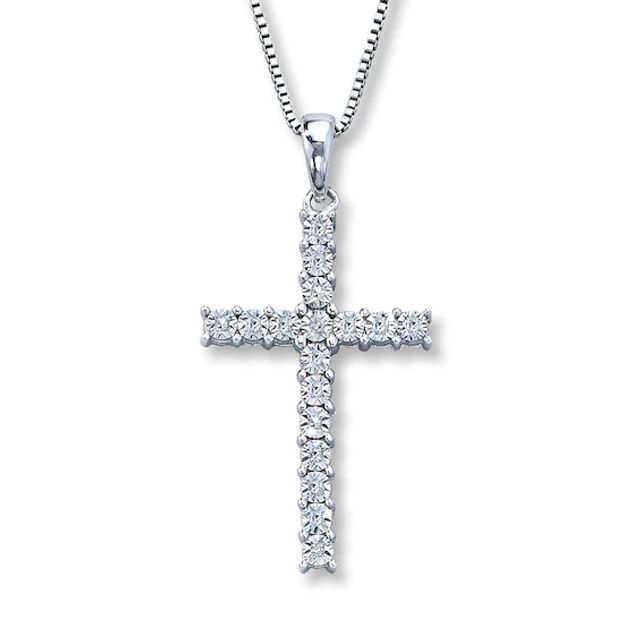 Hallmark Diamonds Cross Necklace 1/10 ct tw Sterling Silver 18