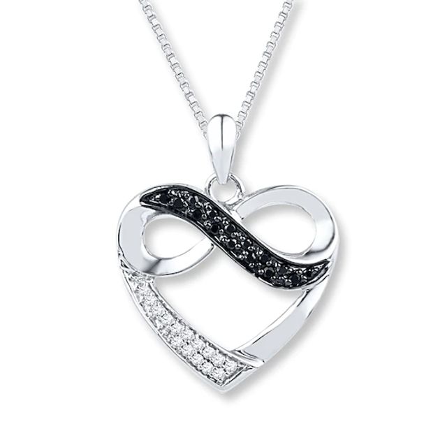 Kay Black/White Diamond Heart Necklace 