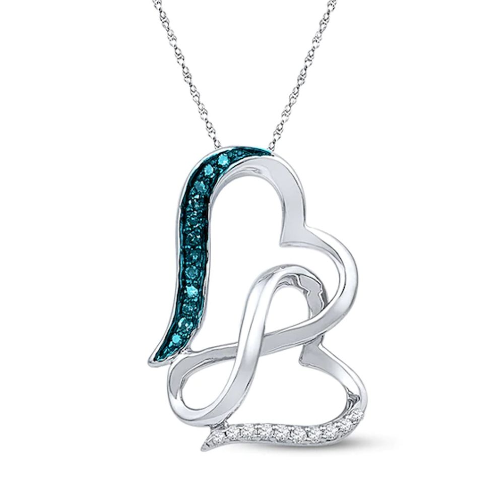 Infinity Heart Necklace 1/15 cttw Blue Diamonds Sterling Silver