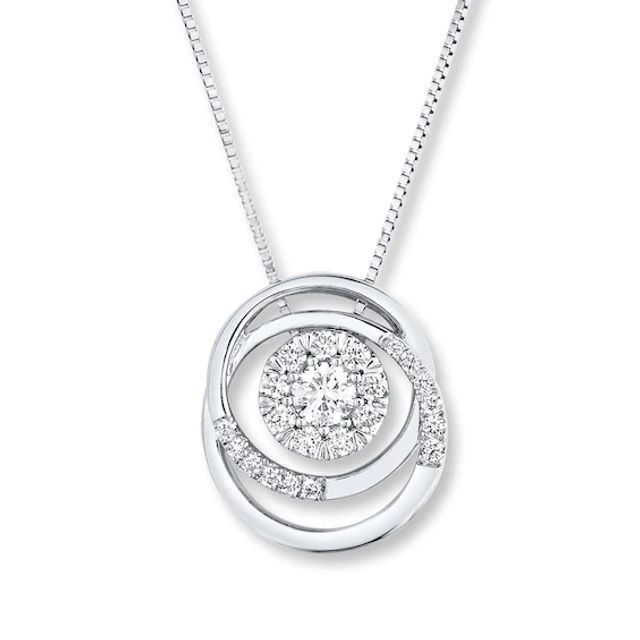 Diamond Circle Necklace 1/4 ct tw Round-cut 10K White Gold