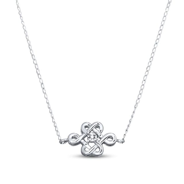 Celtic Knot Necklace Diamond Accent Sterling Silver